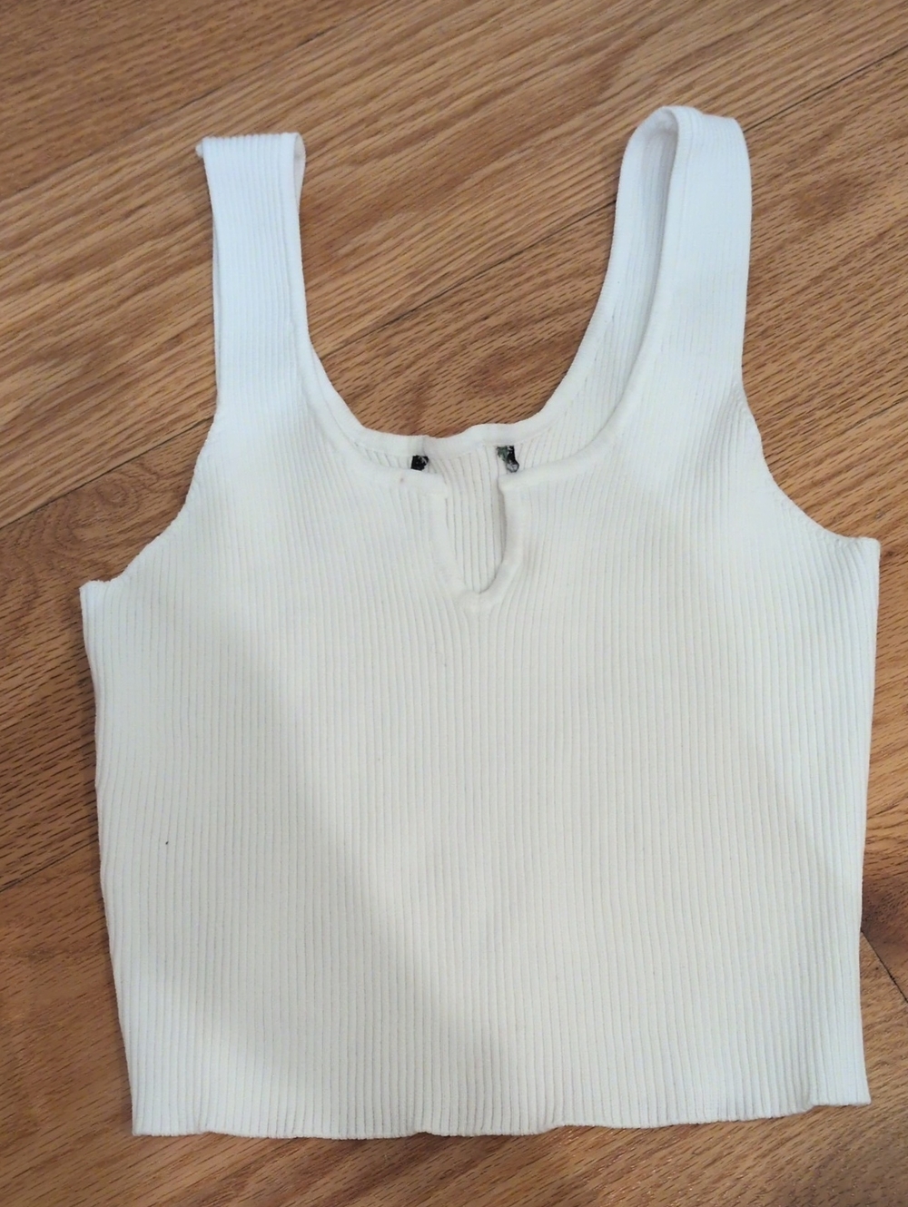 Uniqlo White Ribbed Square-Neck Tank